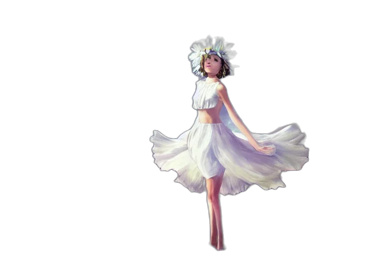 dress, crown, staff, flower transparent PNG cut-out