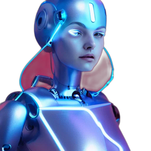 robot, face, 3d render, cyberpunk transparent PNG cut-out