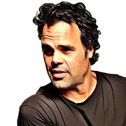 face, hair, animal, photorealistic, cartoon, mark, ruffalo, green transparent PNG cut-out