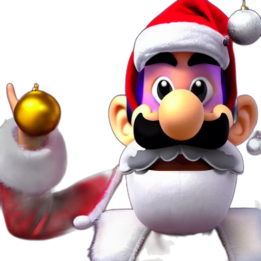 3d render, concept art, beautiful, portrait, waluigi, santa, claus, ultra transparent PNG cut-out