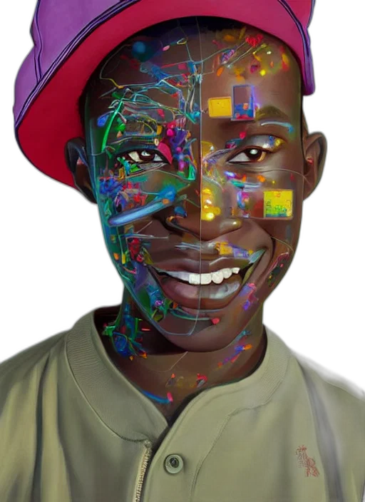 face, robot, hat, mask, photorealistic, vaporwave, pixel art, cartoon transparent PNG cut-out
