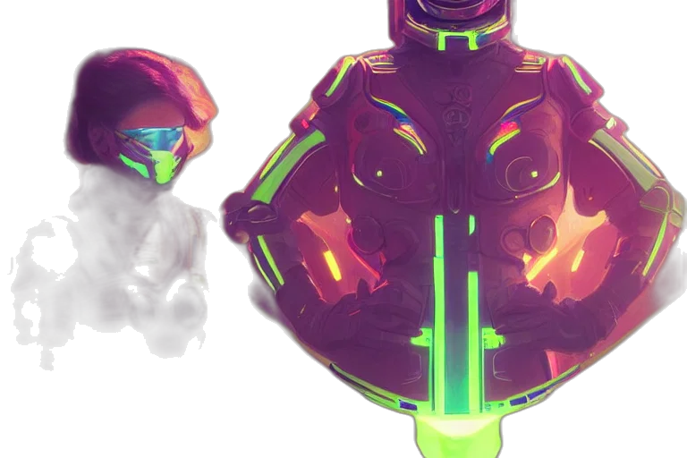 robot, concept art, 3d render, cyberpunk transparent PNG cut-out