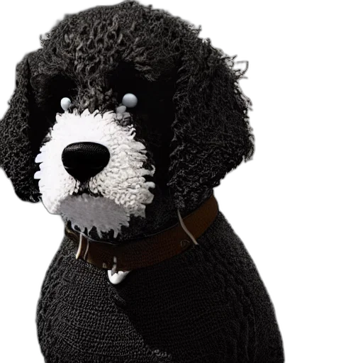 animal, 3d render, photorealistic, closeup, illustration, knitted, bernedoodle, judge transparent PNG cut-out
