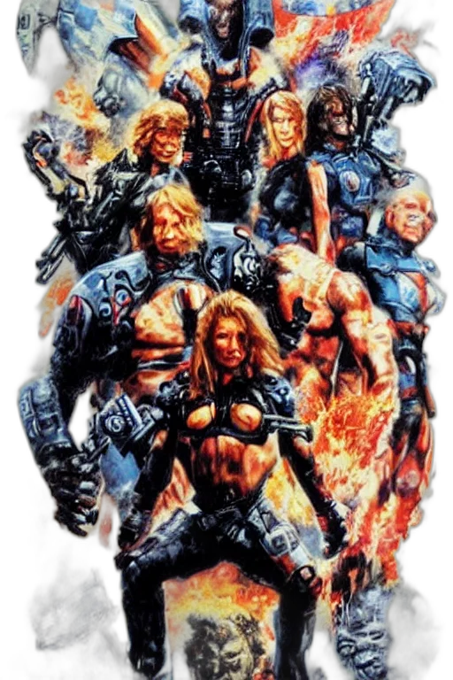 robot, comic book art, concept art, pixel art, fantasy art, fire, outer space, movie transparent PNG cut-out