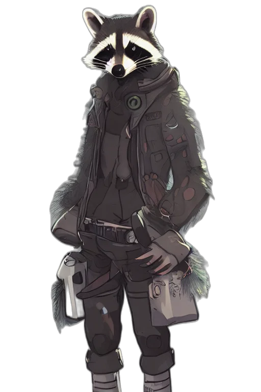 jacket, mask, staff, creature transparent PNG cut-out