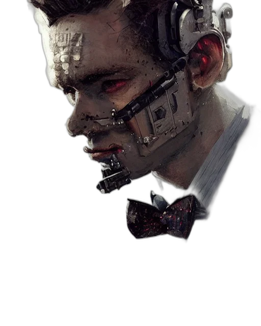 mask, face, robot, concept art, cyberpunk, comic book art, photorealistic, dark transparent PNG cut-out