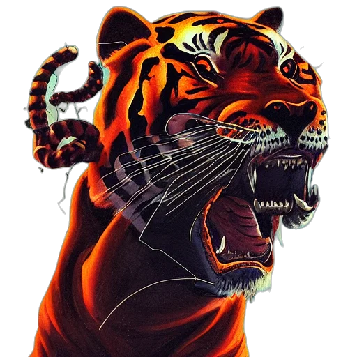 animal, photorealistic, concept art, comic book art, 3d render, two, headed, tiger transparent PNG cut-out
