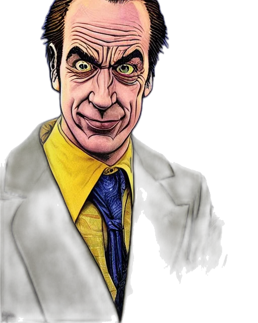 jacket, face, cartoon, comic book art, concept art, photorealistic, portrait, saul transparent PNG cut-out