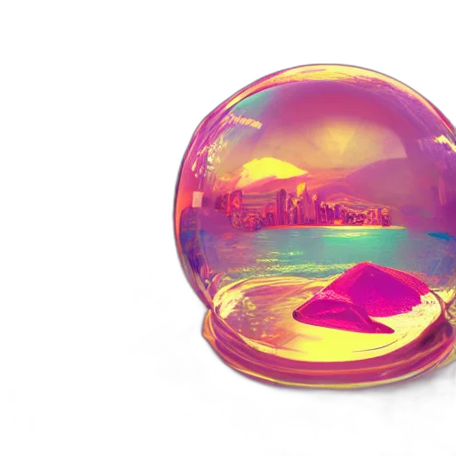bottle, vaporwave, 3d render, photorealistic transparent PNG cut-out