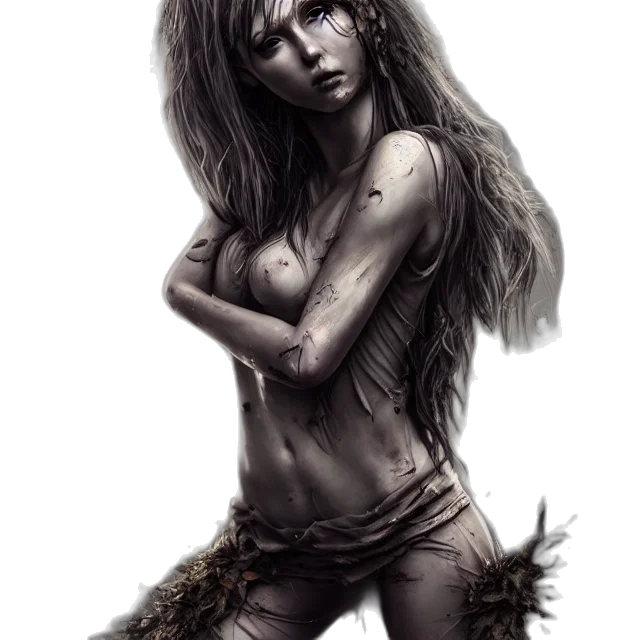 hair, creature, fantasy art, concept art, comic book art, photorealistic, dark, full transparent PNG cut-out