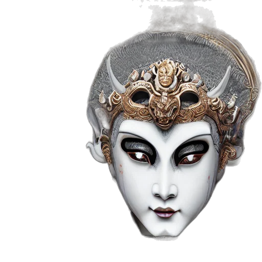 mask, crown, jewelry, face, fantasy art, concept art, photorealistic, 3d render transparent PNG cut-out
