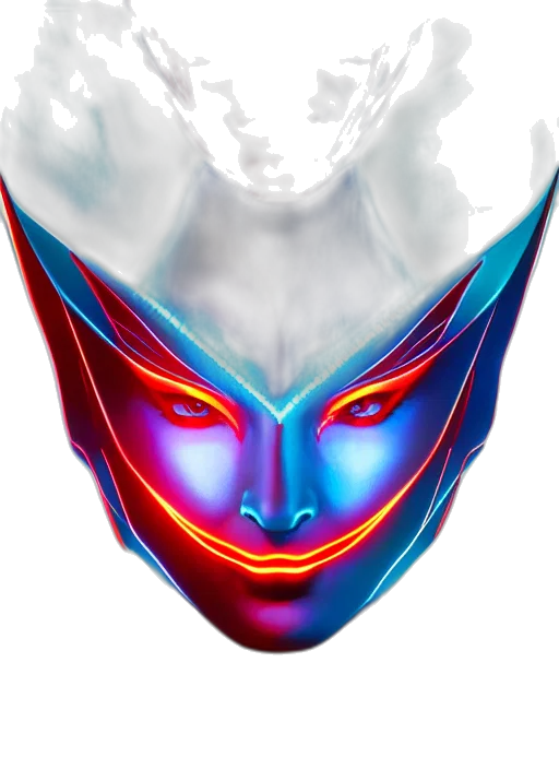 mask, face, crown, robot, 3d render, vaporwave, concept art, fantasy art transparent PNG cut-out