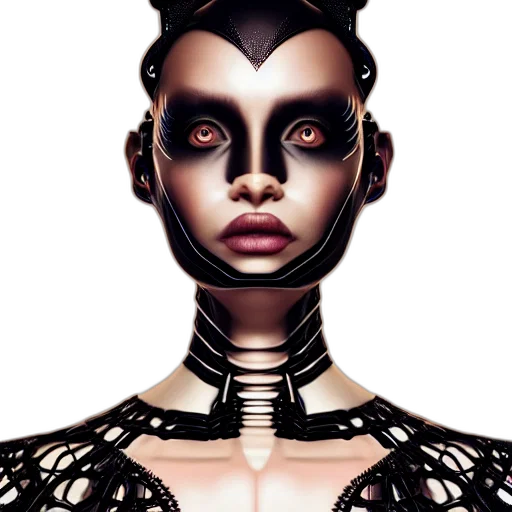 robot, mask, face, jewelry, cyberpunk, 3d render, concept art, fantasy art transparent PNG cut-out