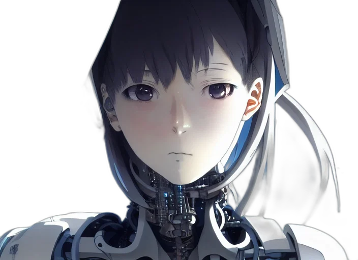 robot, face, mask, crown, anime, cyberpunk, concept art, 3d render transparent PNG cut-out