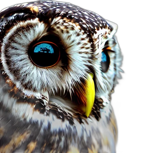 animal, face, creature, jewelry, photorealistic, 3d render, photo, owl transparent PNG cut-out