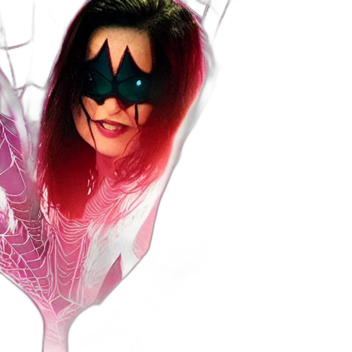 comic book art, still, spiderwoman, 2023, pink, highlights, mask transparent PNG cut-out