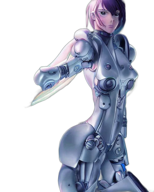 robot, weapon, concept art, cyberpunk, 3d render, fantasy art, pastel, blue transparent PNG cut-out
