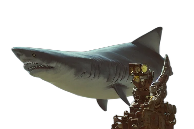 animal, weapon, creature, concept art, 3d render, photorealistic, fantasy art, underwater transparent PNG cut-out