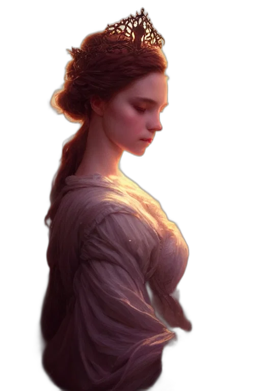 dress, face, crown, staff transparent PNG cut-out