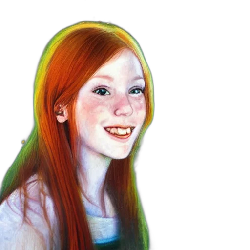 face, hair, jewelry, photorealistic, cartoon, 3d render, fantasy art, green transparent PNG cut-out