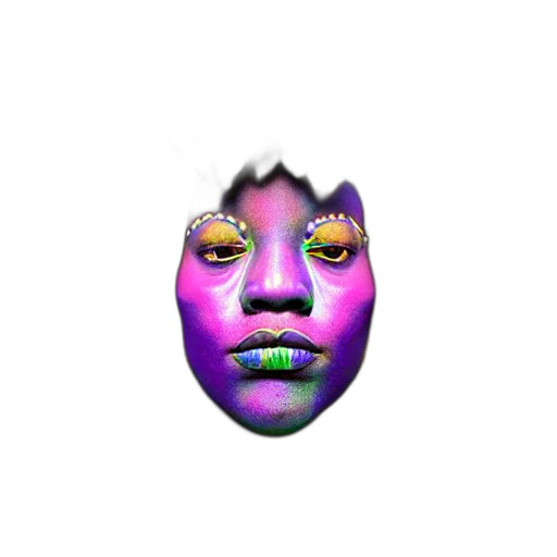 mask, face, creature, crown, vaporwave, 3d render, cyberpunk, photorealistic transparent PNG cut-out