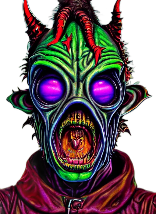 mask, creature, face, concept art, comic book art, fantasy art, pixel art, neon transparent PNG cut-out