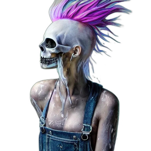 mask, face, creature, hair, concept art, cyberpunk, fantasy art, photorealistic transparent PNG cut-out