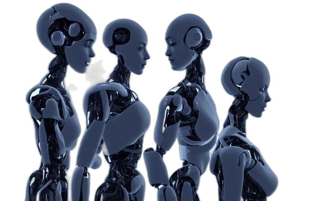 robot, concept, art, two transparent PNG cut-out
