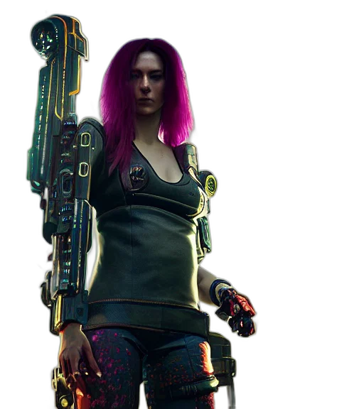 weapon, staff, dress, cyberpunk, concept art, 3d render, pixel art, neon transparent PNG cut-out