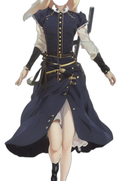 dress, jacket, staff, concept art transparent PNG cut-out