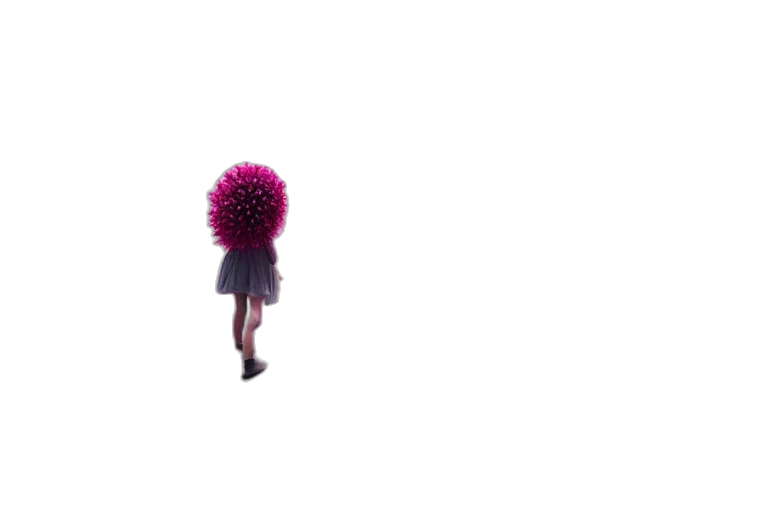 hair, flower, umbrella, dress, 3d render, concept art, vaporwave, pixel art transparent PNG cut-out