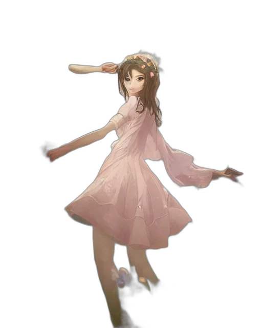 dress, creature, shoes, staff transparent PNG cut-out