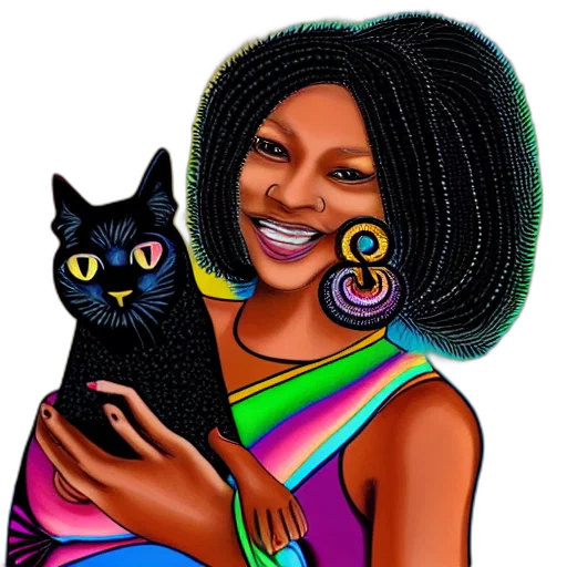 cartoon, pixel art, photorealistic, fantasy art, adult, black, woman, light transparent PNG cut-out