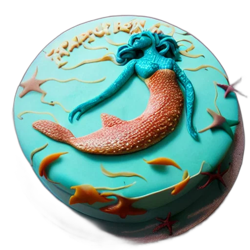 dragon, 3d render, mermaid, themed, birthday, cake, food, photography transparent PNG cut-out
