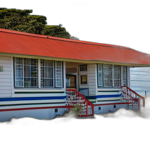 building, 3d render, photorealistic, oceanview, motel transparent PNG cut-out