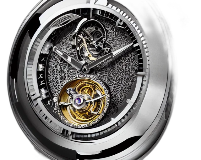 jewelry, photorealistic, retro, futuristic, tourbillon, watch, extremely, detailed transparent PNG cut-out