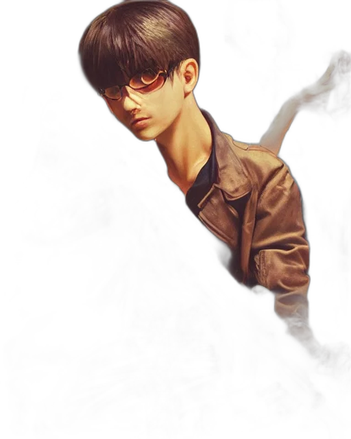 creature, jacket, face, staff transparent PNG cut-out
