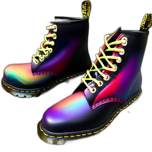 shoes, 3d render, cyberpunk, photorealistic, vaporwave, battered, old, pair transparent PNG cut-out