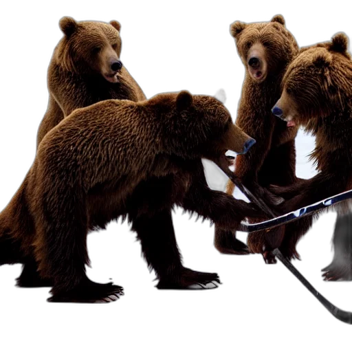 concept art, group, brown, bears, plays, ice, hockey transparent PNG cut-out