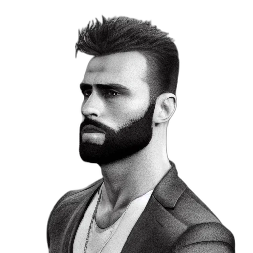 face, hair, staff, 3d render transparent PNG cut-out