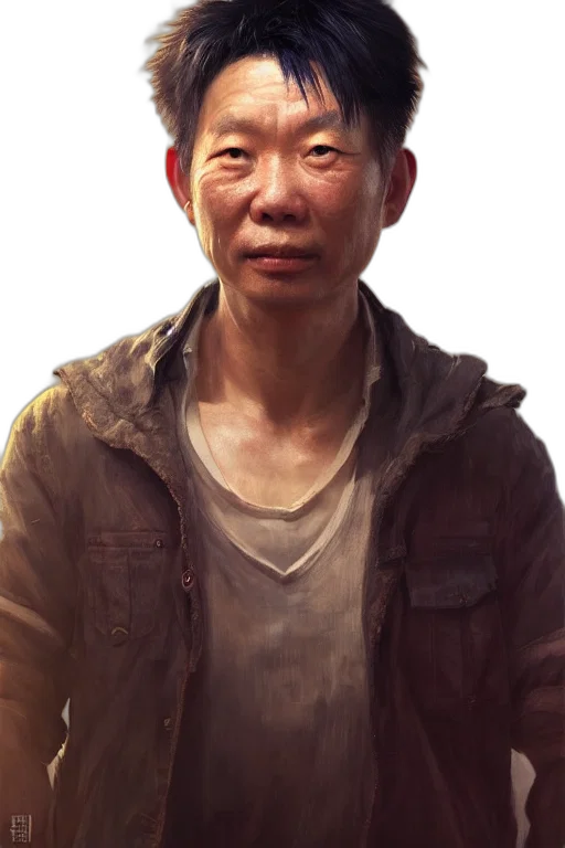 face, staff, weapon, jacket transparent PNG cut-out