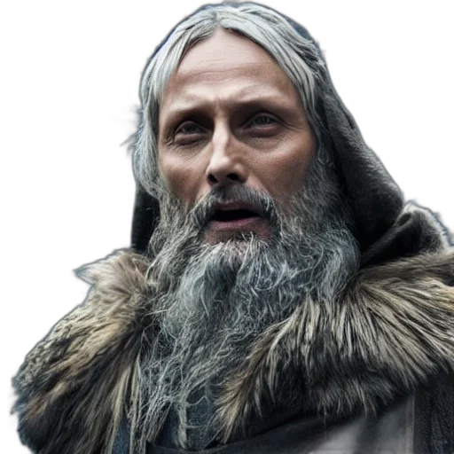 face, photorealistic, fantasy art, concept art, mads, mikkelsen, odin transparent PNG cut-out