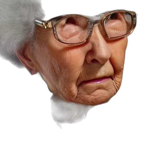 face, mask, staff, dress, photorealistic, 3d render, concept art, grandma transparent PNG cut-out