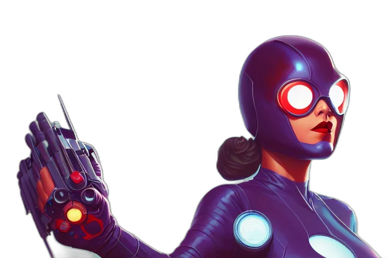 comic book art, concept art, cyberpunk, retrofuturistic transparent PNG cut-out