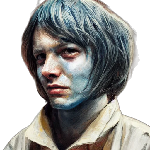 face, mask, creature, photorealistic, oil painting, fantasy art, concept art, blue transparent PNG cut-out