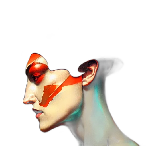 mask, face, robot, crown, concept art, cyberpunk, fantasy art, watercolor transparent PNG cut-out