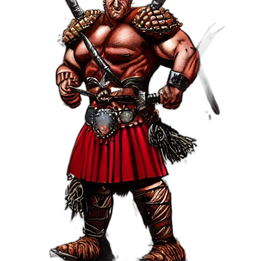 sword, concept art, fantasy art, comic book art, pixel art, bulky, muscular, scottish transparent PNG cut-out