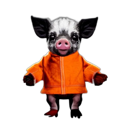 animal, jacket, creature, 3d render, concept art, cute, mini, pig transparent PNG cut-out