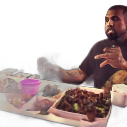 food, 3d render, vaporwave, concept art, fire, blurry, gopro, footage transparent PNG cut-out