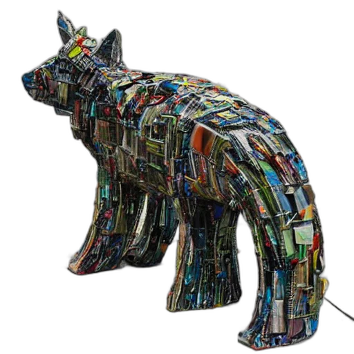 animal, pixel art, 3d render, cyberpunk transparent PNG cut-out